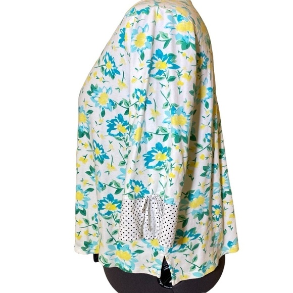 KIM ROGERS CURVY  Plus size 2X Floral knit tee top 3/4 sleeve stretchy pull on - Picture 2 of 8